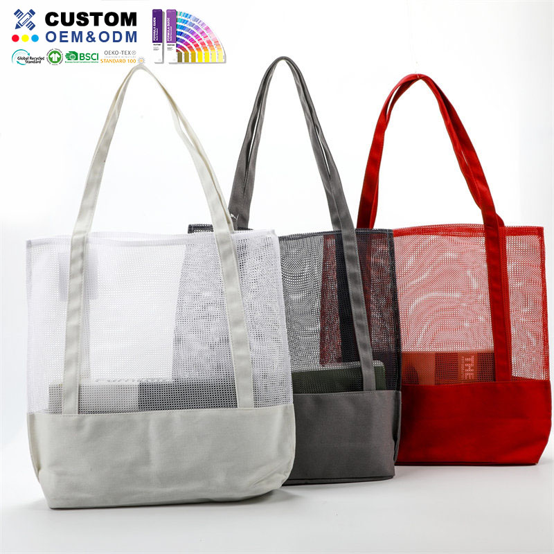 Mesh canvas strandtas